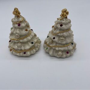 Lenox China Christmas tree sale and pepper shaker set.